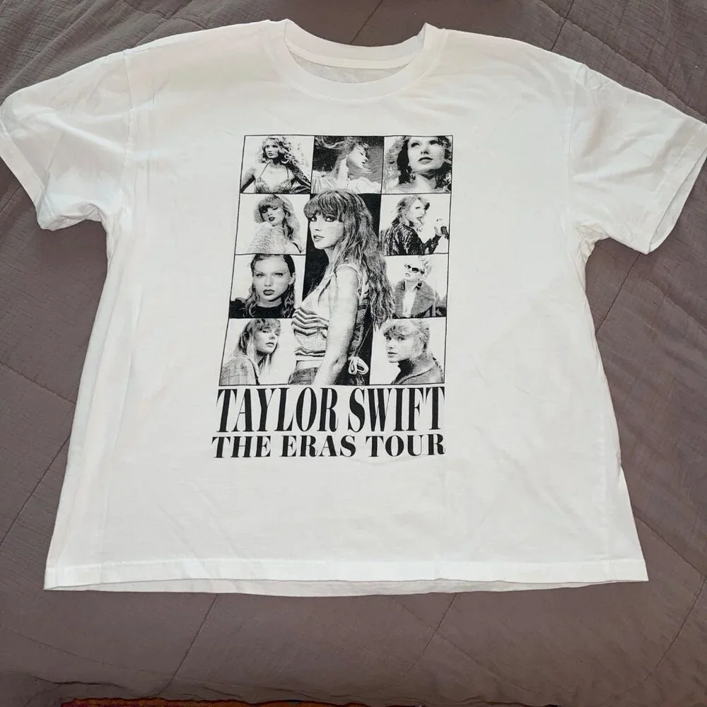 Taylor Swift Womens Tee Shirt Size XL White The Eras Tour Concert Pure Cotton - Picture 1 of 7